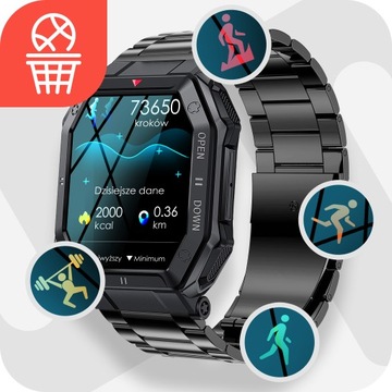 SMARTWATCH ZEGAREK MĘSKI MILITARNY ROZMOWY WIELOFUNKCYJNY POMIARY MENU PL