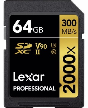 Lexar SDXC Professional 64GB 300MB/s UHS-II V90 2000x