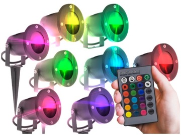 Lampka naziemna zewnętrzna RGB LED na pilot x8