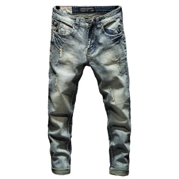 Hip Hop Jeans For Men Slim Fit Stretch Ripped Pant