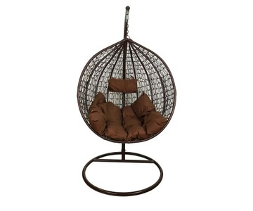 ПОДВЕСНОЙ СТУЛ COCOON, ПОДУШКА XXL, КОРИЧНЕВЫЙ КАРКАС, КРЕСЛО-КАЧАЛКА, САДОВАЯ КОРЗИНА