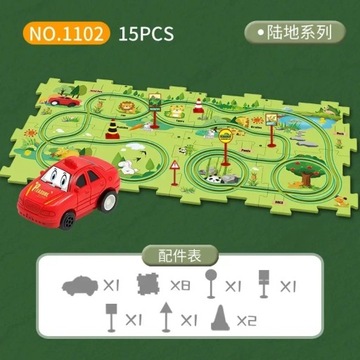 Kids puzzle rail car DIY assembly electric trolley automatic rail city