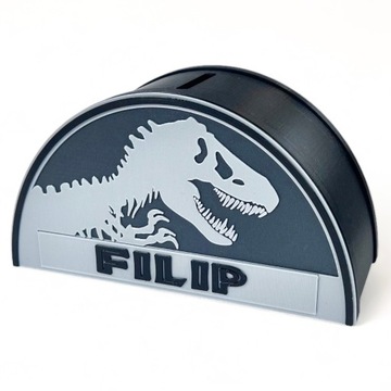 KAJAWIS skarbonka dla dzieci Z IMIENIEM w stylu Jurassic urodziny DINOZAUR