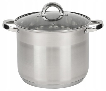 GARNEK STALOWY 8L z pokrywką 24cm WYSOKI indukcja gaz