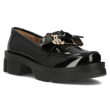 Buty damskie półbuty skórzane Filippo platforma wsuwane r.37
