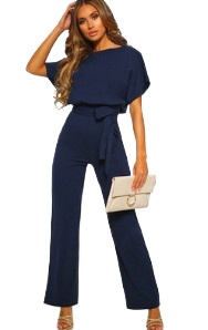 Elegant new summer women's short-sleeved jumpsuit S-4XL