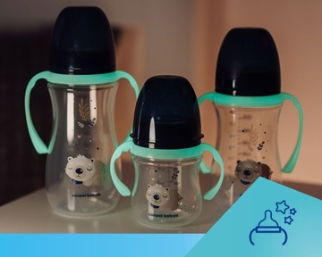 CANPOL ANTI-COLIC BOTTLE 300ML соска 12м + СВЕТЯЩИЕСЯ В ТЕМНОТЕ РУЧКИ