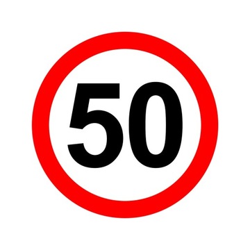 NAKLEJKA OGRANICZENIE PRĘDKOŚCI 50km ZNAK śr12 cm