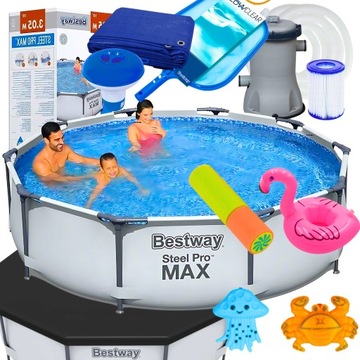BASEN STELAŻOWY OGRODOWY BESTWAY 305 x 76 CM POMPA POKRYWA ZESTAW GRATISY