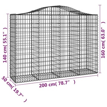 Габионные корзины, 20 шт, 200х50х140/160см, оцинкованное железо