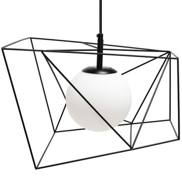 LAMPA SUFITOWA METALOWA CZARNA BIAŁA KULA LOFT