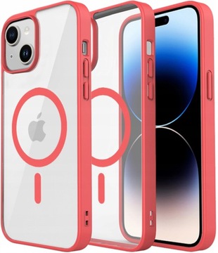ETUI DO IPHONE 15 PRZEŹROCZYSTE MAGNETYCZNE DO MAGSAFE | RED