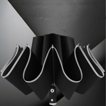 ВЕТРОЗАЩИТНЫЙ СКЛАДНОЙ ЗОНТ, ПЕРЕВЕРНУТЫЙ ЗОНТ СО СВЕТООТРАЖАЮЩЕЙ ПОЛОСОЙ