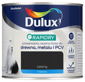 RAPIDRY farba do drewna metalu PCV Czarna 0,4L MAT