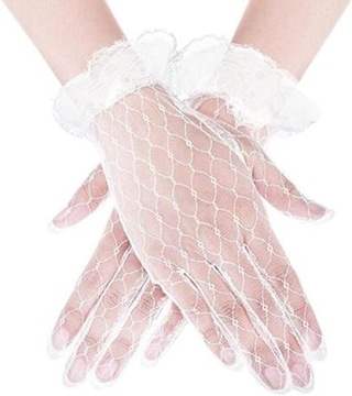 Rękawiczki Koronkowe Komunijne dla Dziewczynki Komunia Święta Białe