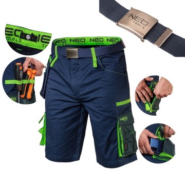 NEO 81-276 КОРОТКИЕ РАБОЧИЕ ШОРТЫ ПРЕМИУМ OHS БРЮКИ РАЗМЕР .XL + РЕМЕНЬ