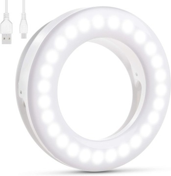 LAMPA PIERŚCIENIOWA DO SELFIE DIYIFE Z 3 POZIOMAMI JASNOŚCI I 36 DIOD LED