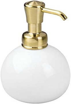 Biało-złoty dozownik na mydło do mydła z pompką okrągły oryginalny 290 ml