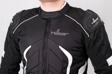 HUSAR RAPID GP WHITE мужская текстильная мотокуртка с горбинкой