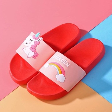 Детские радужные тапочки Мягкие, удобные красные шлепанцы для родителей и детей.