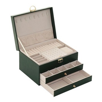 Jewelry Organizer Vintage Leather Dark Green