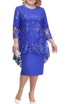 SUKIENKA NA WESELE ELEGANCKA MIDI KORONKOWA KWIATY