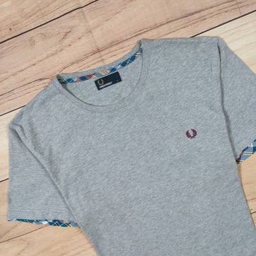 FRED PERRY Koszulka T-Shirt Męska Szara Logowana r. L