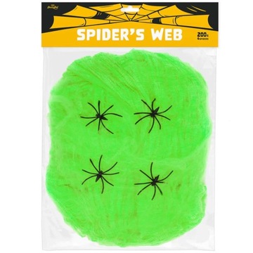 dekoracja PAJĘCZYNA XL zielona NA HALLOWEEN pająki