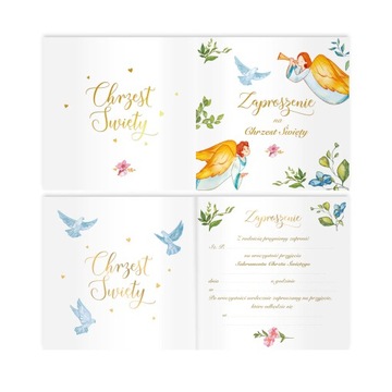 ПРИГЛАШЕНИЯ НА СВЯТОЕ КРЕЩЕНИЕ Ангелы 10 шт.