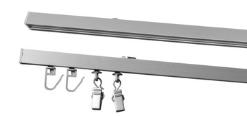 Karnisz Szyna Sufitowa KWADRO 430cm Srebro Mat KPL