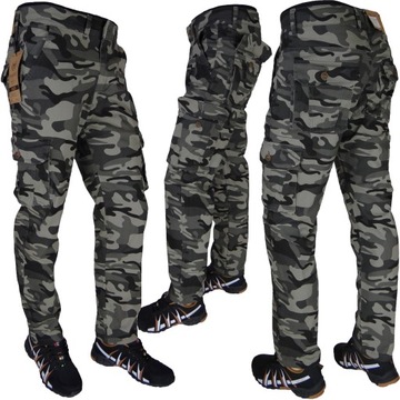 Spodnie Bojówki MORO ROZCIĄGLIWE SZARE Dostępne Różne Rozmiary Wejdź P&B 34