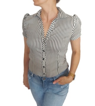 Bluzka Zara Basic, bluzka w paski, bluzka z krótkim rękawem, bluzka na lato