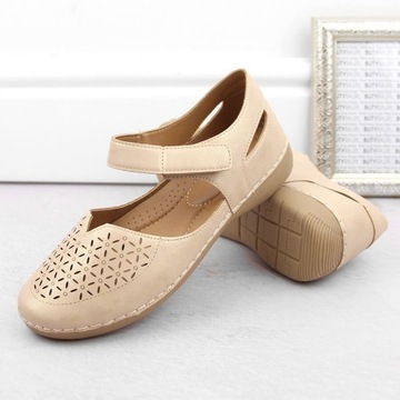 Półbuty sandały damskie komfortowe beż eVento 38