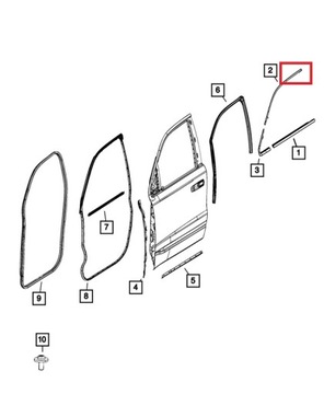 DODGE RAM 1500 19 2019-2023 LIŠTA TĚSNĚNÍ DVEŘE PRAVÁ PŘEDNÍ