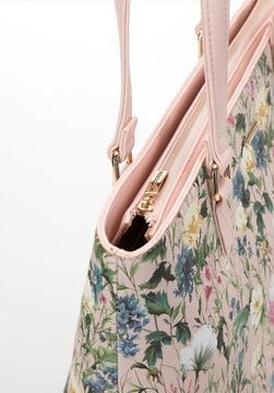 WITTCHEN torebka shopper skóra ekologiczna różowy + modne kwiaty