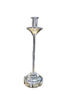 METALOWY ŚWIECZNIK SREBRNY 27CM