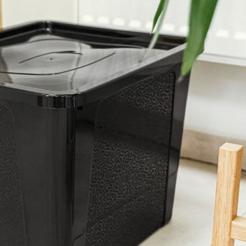 Pojemnik na zabawki plastikowy z pokrywą czarny 30l duży pudło box zamykany