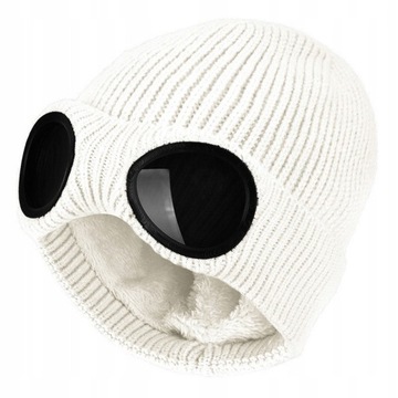 ZIMOWA CZAPKA BEANIE NA USZY OKULARY NARCIARSKA