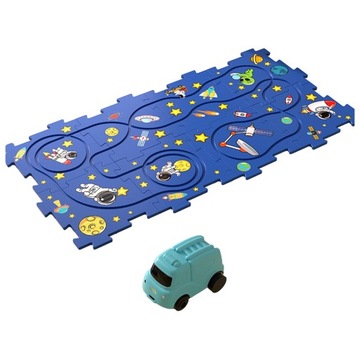 Zestaw puzzli do śledzenia samochodów z pojazdami i okiem ręki. 8 puzzli Space