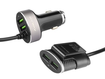 ROZGAŁĘŹNIK ROZGAŁĘZIACZ ZAPALNICZKI KABLU 4 USB ŁADOWARKA ROZDZIELACZ AV8