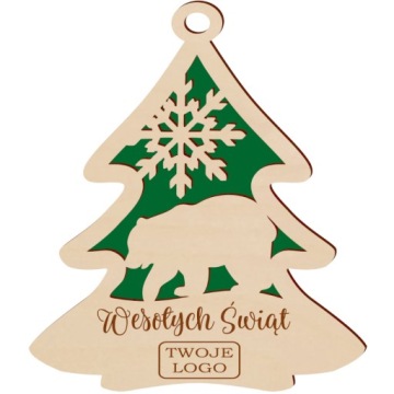 Елочные игрушки с логотипом компании, деревянная подвеска, 100 шт.