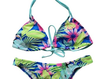 Nowy kolorowy strój kostium kąpielowy bikini 36,S/38,M komplet SHEIN kwiaty