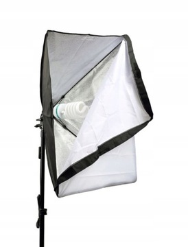2x СОФТБОКС 50x70 E27 800 Вт ФОН 1,6x5 м БЕЛЫЕ ШТАТИВЫ