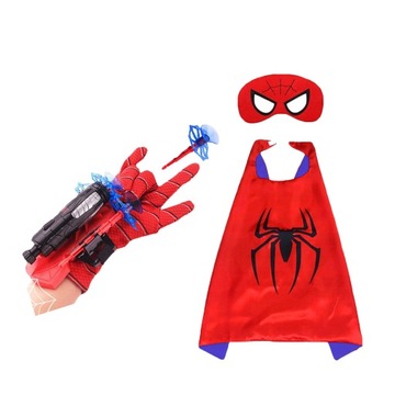 SPIDERMAN PELERYNA MASKA + WYRZUTNIA RĘKAWICA STRZAŁKI