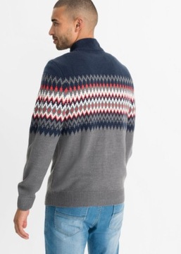 B.P.C sweter męski ze stójką w norweski wzór r.XXL