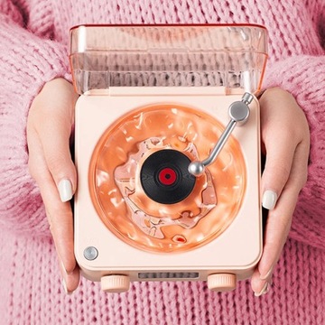 ВИНИЛОВЫЙ ПРОИГРЫВАТЕЛЬ BLUETOOTH ДИНАМИК ПРОЕКЦИОННАЯ ЛАМПА С ЭФФЕКТОМ RGB БЕЛАЯ