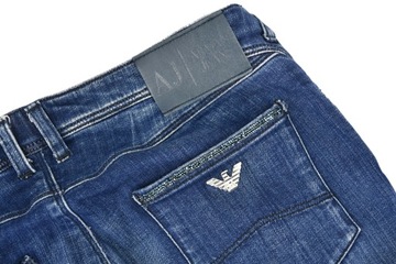 ARMANI JEANS spodnie damskie jeansowe rurki niebieskie elastyczne 29