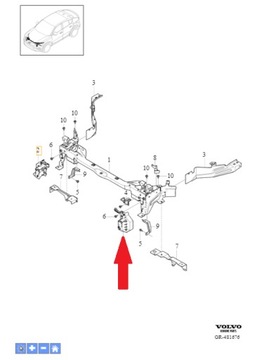 Lewy wspornik pasa przedniego Volvo XC40, C40
