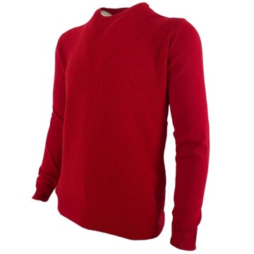 Sweter męski klasyczny wełna kaszmir czerwony XL