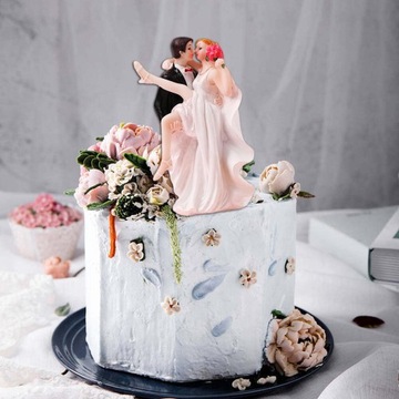 Topper na tort weselny Ciasto Top Decor Romantyczna ozdoba Posąg pary dla